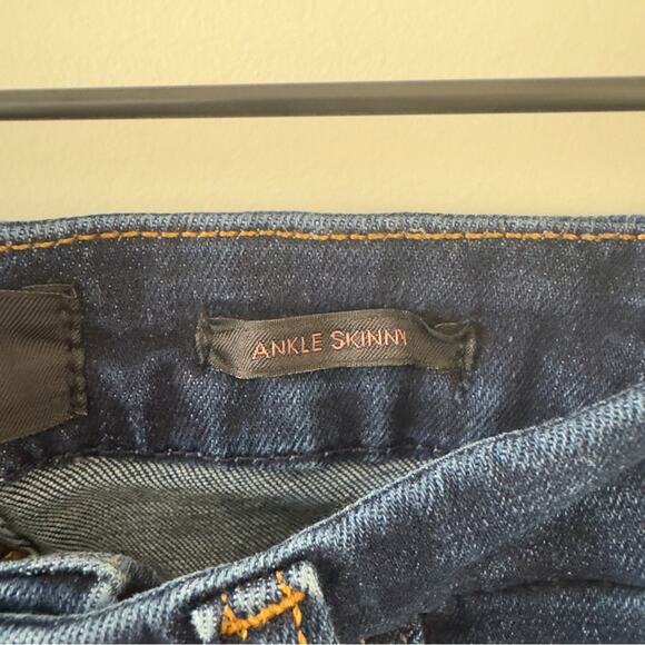 7 For All Mankind Jen7 Ankle Skinny Jeans raw hem dark Wash zip button pockets 4 - Picture 10 of 14